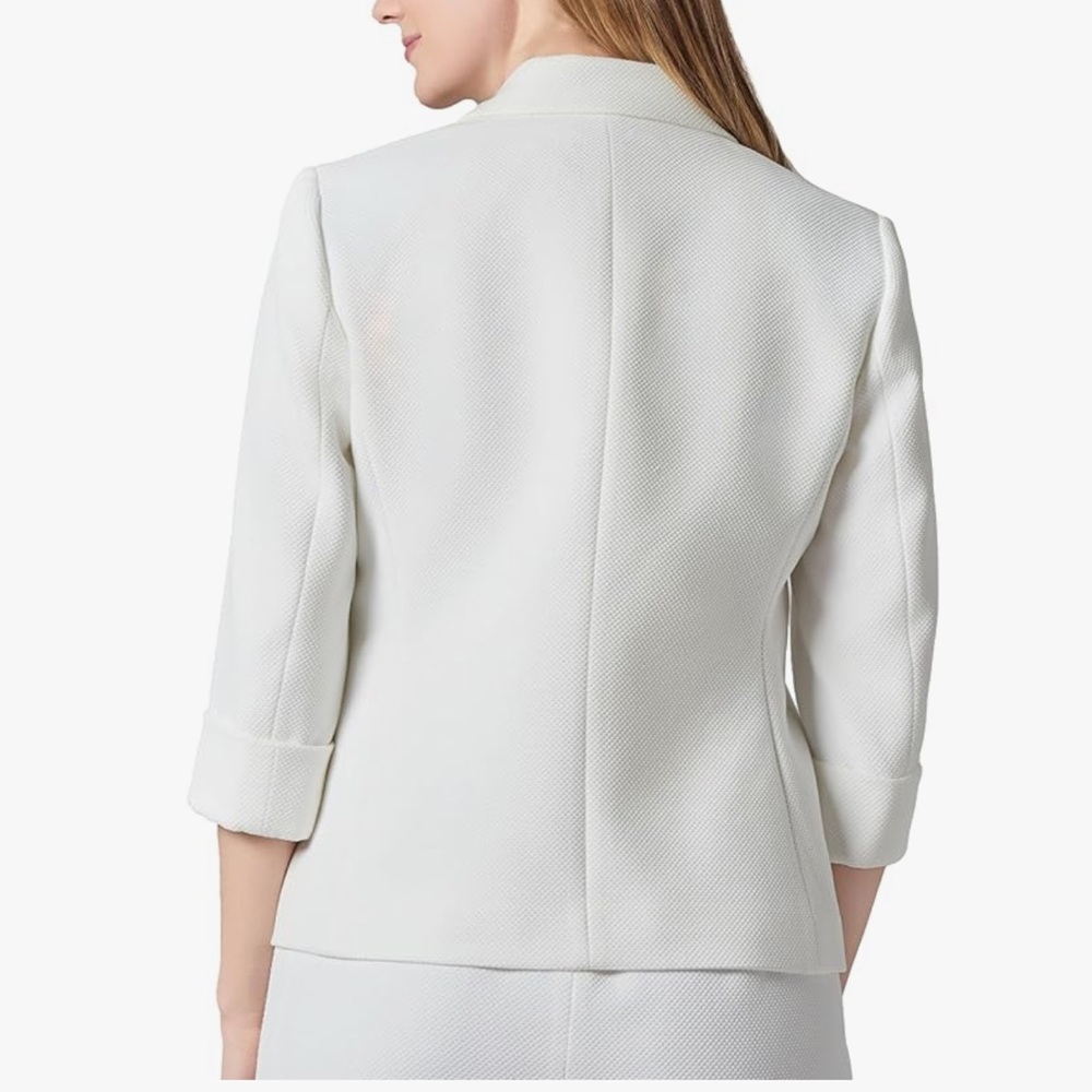 Kasper Women's Stretch Pique Single-Button Notched Jacket - Lily White 8 - Picture 2 of 9